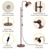 Industrial Floor Lamp Metal Free-standing Light Adjustable Height 180° Lampshade