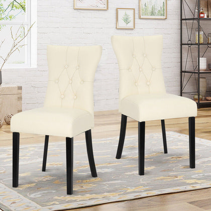2/4pcs Cream Modern Dining Kitchen Chairs High Back Padded Leather Restaurant