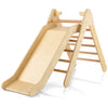 2-in-1 Triangle Climbing Set Kids indoor Wooden Triangle Climber Toy w/ slide