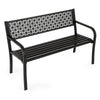 Outdoor Metal Loveseat Chair with Patterned Backrest-Black