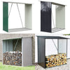 Metal Steel Outdoor Garden Shed Tools Log Wood Firewood Storage Rack Gable Roof