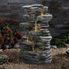 Solar Power Fountain Waterfall LED Water Feature Vertical Slate Statues &Panel