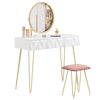 Dressing Table Vanity Set w/ Mirror Stool Drawer Make up Desk Bedroom Furniture