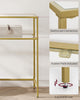 Gold Console Table with Tempered Glass Top for Living Room, Entryway, and Hallwa
