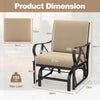 Garden Patio Rocking Chair Metal Frame Outdoor Smooth Glider w/Cushion Brown