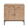 Dusk Willow Oak Effect & Black Metal 2 Door Sideboard With Drawers RRP £299