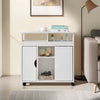 Bathroom Cabinet Floor Storage w/ 2 Sliding Doors Cupboard White 4 Wheels