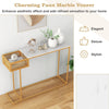 Console Table Faux Marble Top Narrow Hallway Entryway Beside Table W/ Storage