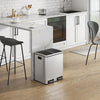 30L/45L/60L Dual Step Stainless Steel Double Bucket Trash Can Rubbish Pedal Bin