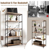 5-Tier Bookshelf Industrial Wood Bookcase Freestanding Display Rack Organizer