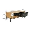 Rattan Coffee Table With Storage Drawer Living Room Furniture Black Metal Legs