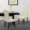 2Pcs Modern Dining Chairs Ergonomic Padded Fabric Chairs w/Adjustable Feet Beige