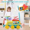 Ride On Train with 16 Pieces Tracks & Storage Box under Seat-Blue