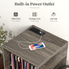 Mid-century Modern End Table Record Player Stand Turntable Stand w/Power Outlet