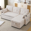 L-Shaped Sofa Bed 3 Seater Couch Pull Out Sectional Couch Bed Corner Sofa Beige