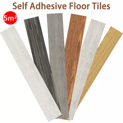 5m² Self Adhesive Floor Planks Tiles Wood Effect Vinyl Flooring Kitchen Bathroom