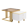 Square Nesting Coffee Table Set of 2 End Tables with Drawers Storage Side Table