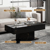 Black High Glos Coffee Table w/ LED Light Rectangular Living Room Modern