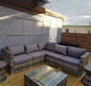 Grey Rattan Garden Sofa Set Outdoor 4 Piece Furniture with Cushions And Table
