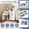 Mobile Storage Cabinet 4 Drawer Dresser Chest with Doors-White