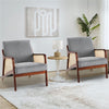 Wooden Frame Accent Armchair Corduroy/Linen Upholstered Padded Single Sofa Chair