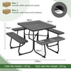 8-Person Outdoor Portable Picnic Table Bench Set w/Umbrella Hole & 4 Benches