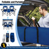 Folding Double Beach Chair w/ Adjustable Canopy Portable Loveseat Blue
