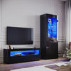 Black High Gloss Living Room Set LED TV Stand Cabinet Display Sideboard Cupboard