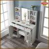 White Dressing Table With Smart LED Mirror Stool 3 drawers Vanity Makeup Desk