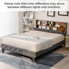 Double Size Bed Frame Upholstered Platform Bed Slat Support W/ Storage Headboard