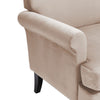 Single Seater Sofa Chair Beige Velvet Upholstered Armchair Rolling with Castors