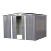 New Metal Garden Shed Apex Roof 8x10FT Storage House Tool Sheds with Free Base
