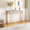 110cm Accent Table Narrow Entryway Table with Faux Marble Tabletop White