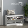 Shoe Storage Bench with 2 Flip Drawers, Cushion, 2 Vents for 8 Pairs of Shoes