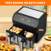 8L Dual Zone Digital Air Fryer Oven Cooker With 10 Cooking Functions Oil Free UK
