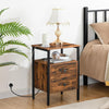 Bedside Table with Charging Station End Table with 2 Drawers Nightstand
