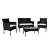 Rattan Garden Furniture 4 Piece Set Outdoor Patio Wicker Sofa Set Chairs Table