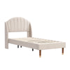 Upholstered Platform Bed 3ft Single Bed Frame with Headboard and wing Side Beige