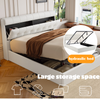 Ottoman Lift Up 5 ft Upholstered King Bed Frame With Storage Headboard Cream