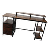 Vintage Industrial Computer Desk with Raised Shelf for Home Office Furniture
