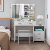 4 Drawers White Dressing Table Set Makeup Desk with Mirror Stool Shelf Storage
