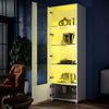 High Gloss White Tall Display Cabinet Cupboard Storage Sideboard with LED Lights