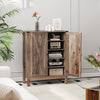 Freestanding Wooden Shoe Rack with Adjustable Shelves-Old Oak