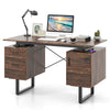Computer Desk Home Office Desk with Floating Desktop & Dual Drawers Rustic Brown