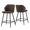 2X Brown PU Bar Stools Breakfast Pub Chair Footrest Kitchen Seat Height 66 cm