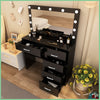 Vanity Makeup Dressing Table Desk W/ LED Light Mirror Drawer-Sliver Handle Black