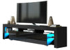 200cm TV Unit I Modern Cabinet TV Stand I Black High Gloss Doors I Free LED