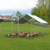 4X3X2m Walk In Chicken Run Galvanized Chicken Coop Hen House w/ Apex Roof Hutch