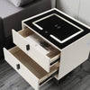 LED Bedside Table with 2 Drawers Wireless Charging Side Cabinet Nightstand