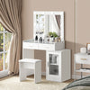 Dressing Table LED Bulbs Mirror Glass TopVanity Cabinet Make up Desk Stool Home